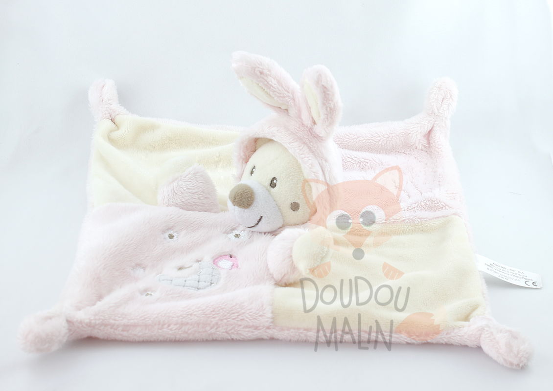  baby comforter bear rabbit pink beige moon bird 